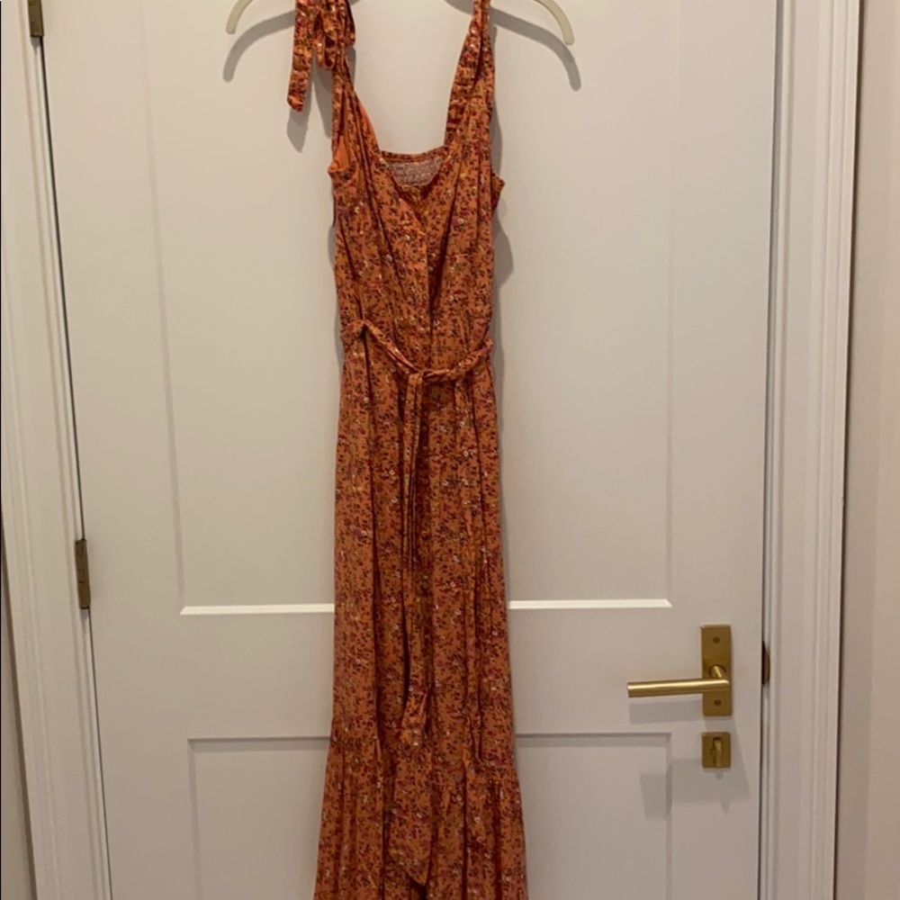 J Crew floral maxi dress worn button front